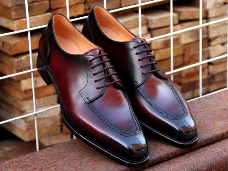 酒紅擦色莫卡辛Moc Toe Derby